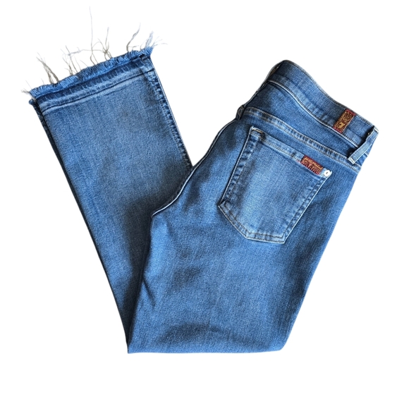 7 For All Mankind Cropped Boot frayed hems jeans size 29 - Picture 2 of 12